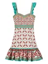 La Doublej Gingerbread Ruffled Printed Mini Dress In Multi