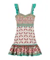 La Doublej Gingerbread Ruffled Printed Mini Dress In Green