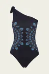 LA DOUBLEJ GODDESS ONE-PIECE SUIT IN OLYMPUS PLACÉE NAVY