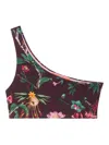 La Doublej Goddess One-shoulder Floral-print Bikini Top In Multi