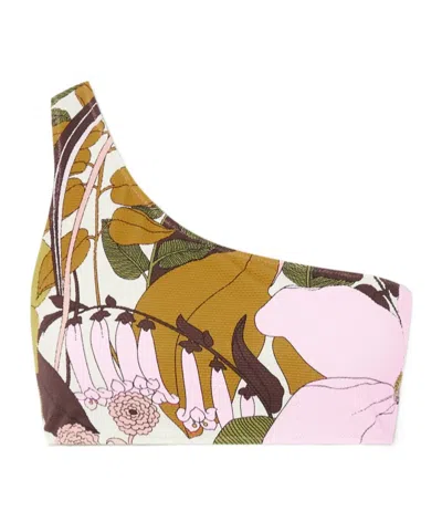 La Doublej Goddess One-shoulder Printed Bikini Top In Multi