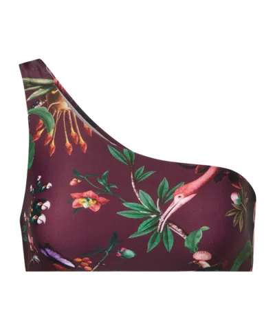 La Doublej Goddess One-shoulder Floral-print Bikini Top In Multi
