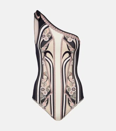LA DOUBLEJ GODDESS PRINTED ONE-SHOULDER SWIMSUIT