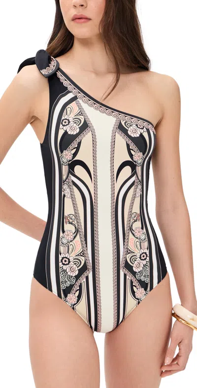 La Doublej Goddess Printed Swimsuit Ambrosia Placee In Black