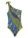 La Doublej Goddess One-shoulder Printed Swimsuit In Chakra Placée Multicolor