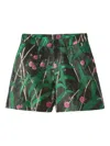 La Doublej Good Butt Floral-print Shorts In Green