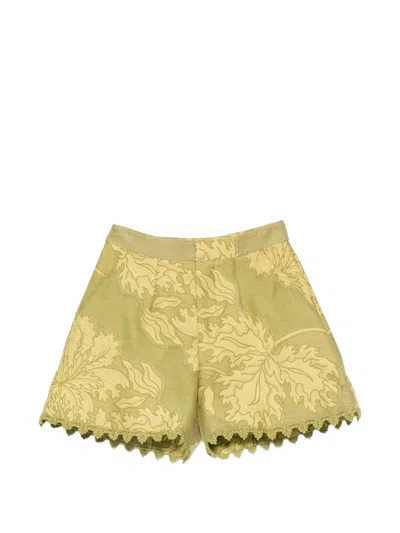 La Doublej Good Butt Jacquard Lace-trimmed Shorts In Green