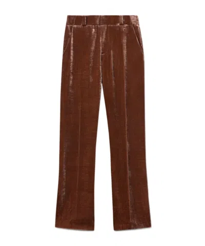 La Doublej Solid Pink Good Butt Velvet Pants In Brown