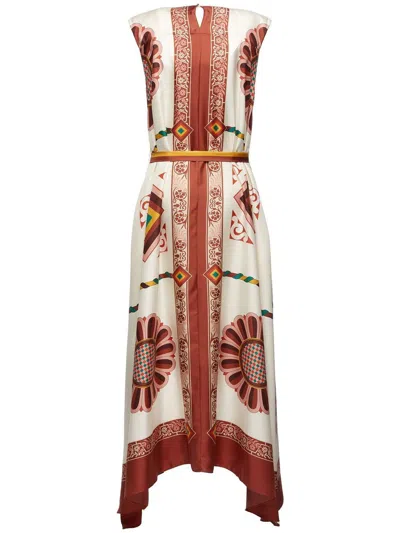 La Doublej Asymmetrisches Kleid Mit Grafischem Print In White