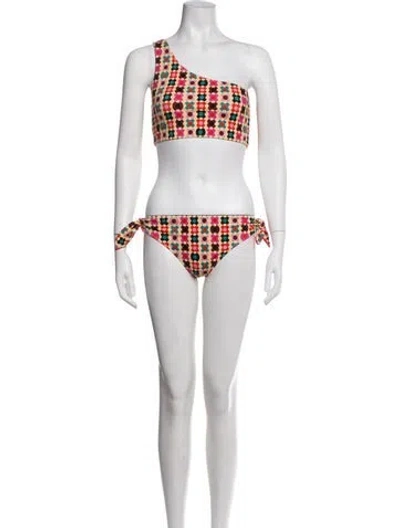 Pre-owned La Doublej Graphic Print Bikini In Red