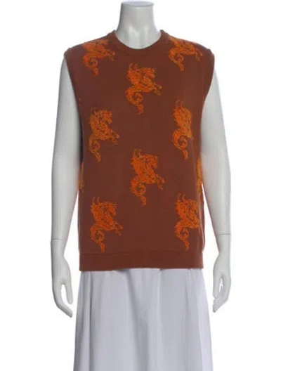 Pre-owned La Doublej Graphic Print Crew Neck Sweater In Brown/orange