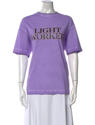 Pre-owned La Doublej Graphic Print Crew Neck T-shirt In Purple