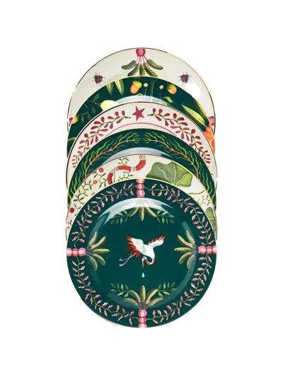 La Doublej Graphic-print Desserts Plate Set Of Six In Multi