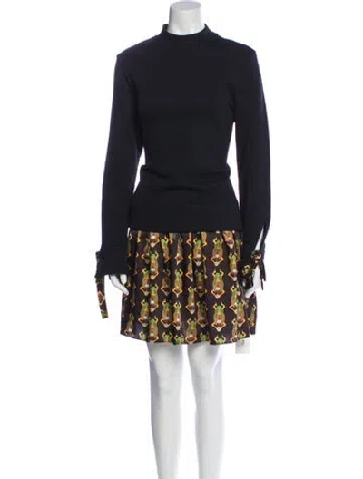 Pre-owned La Doublej Graphic Print Knee-length Dress In Blue