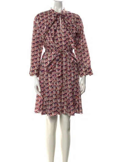 Pre-owned La Doublej Graphic Print Knee-length Dress In White