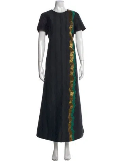 Pre-owned La Doublej Graphic Print Long Dress In Black