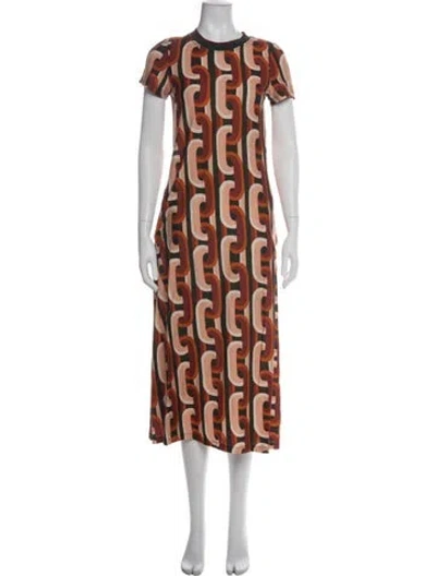 Pre-owned La Doublej Graphic Print Midi Length Dress In Orange