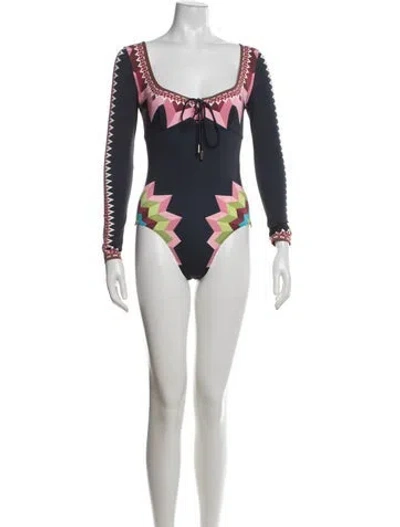 Pre-owned La Doublej Graphic Print One-piece W/ Tags In Blue