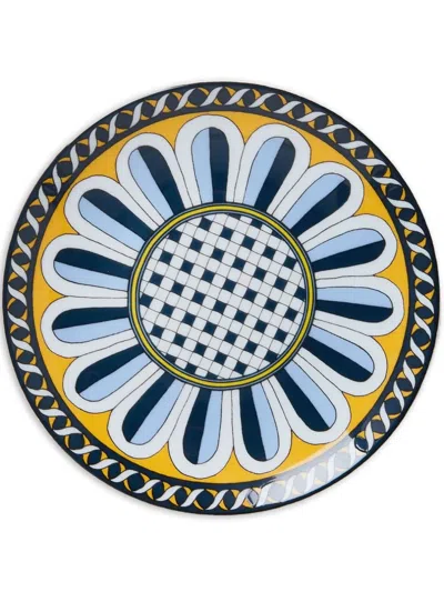 La Doublej Graphic-print Porcelain Plate In Blue