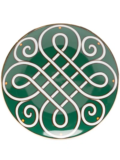 La Doublej Graphic-print Porcelain Plate In Green