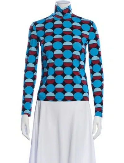 Pre-owned La Doublej Graphic Print Turtleneck Top In Blue