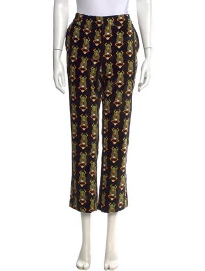 Pre-owned La Doublej Graphic Print Wide Leg Pants In Black