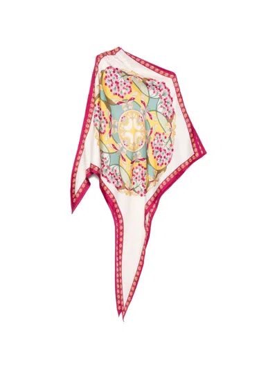 La Doublej Graphic-print Silk Shawl In Brown