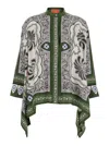 La Doublej Green Shirt With All-over Graphic Print In Silk Woman