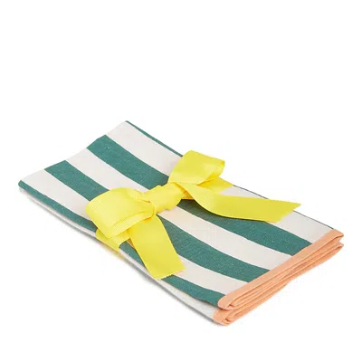 La Doublej Green Stripe Large Linen Napkin, Set Of 2 In Multi