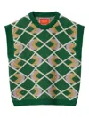 La Doublej Half-light Argyle Top In Green