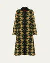 La Doublej Half-light Jacquard Wool Maxi Coat In Black