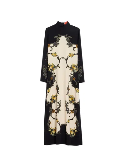 La Doublej Halle Printed Long Sleeve Dress In Black