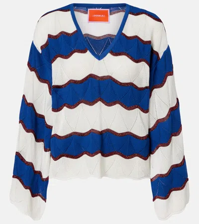 La Doublej Hang Ten Striped Cotton-blend Top In Blue