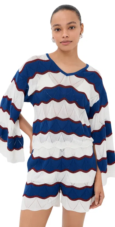 La Doublej Hang Ten Striped Cotton-blend Top In Multi