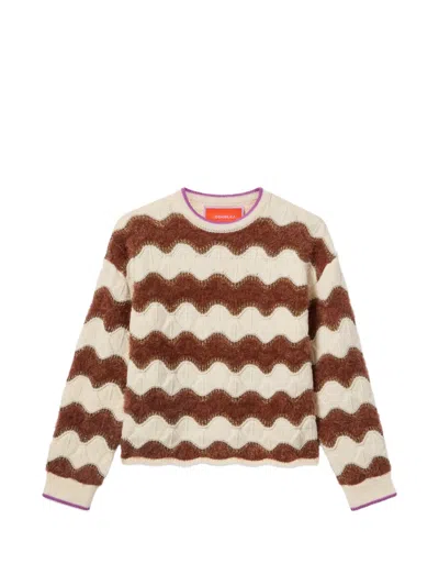 La Doublej Hang Ten Wave Knit Sweater In Brown