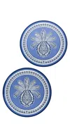 La Doublej Hardback Placemats Set Of 2 Big Pineapple Blu
