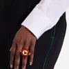 La Doublej Hathor Ring In Solid Red