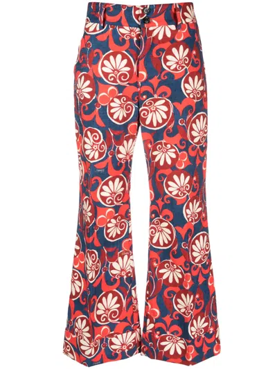 LA DOUBLEJ HENDRIX FLORAL-PRINT COTTON TROUSERS