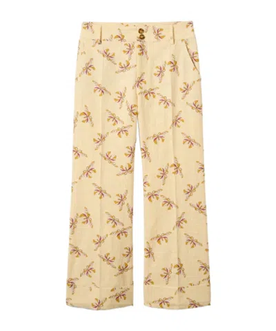 La Doublej Hendrix Floral-print Trousers In Yellow
