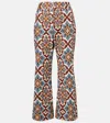 La Doublej Hendrix High-rise Cotton Flared Pants In Multi