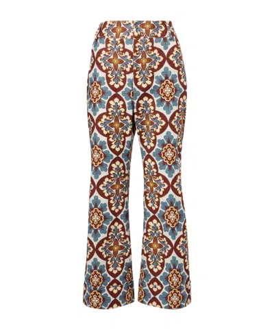 La Doublej Palazzo Chocolate In Rustic Cotton Hendrix Pants In Multi