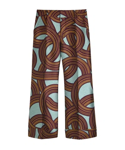 La Doublej Hendrix Jacquard Flared-leg Trousers In Multicolor