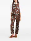 La Doublej La Double J Hendrix Jacquard Flared-leg Trousers In Blue