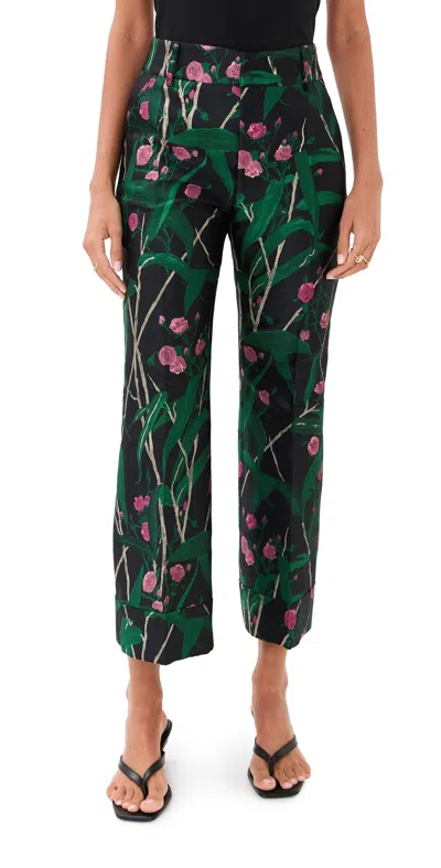 La Doublej Hendrix Pants Bamboo Jacquard Black In Multi