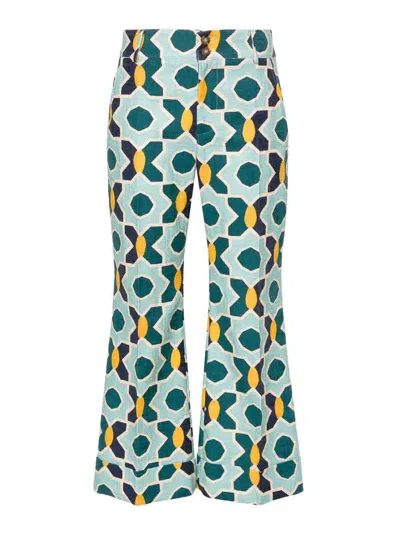 La Doublej Hendrix Jacquard Tailored Trousers In Green