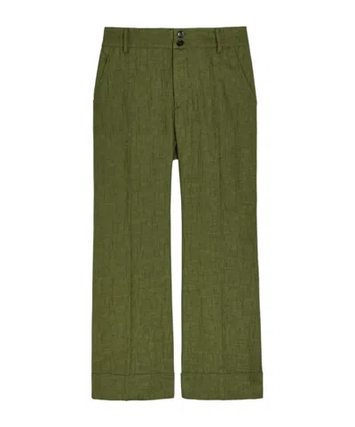 La Doublej Hendrix Textured Flared-leg Woven Trousers In Green