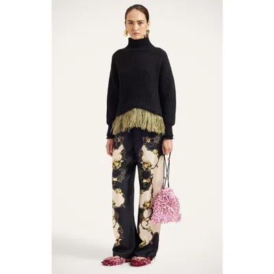 La Doublej High Kick Sweater With Feathers In Black