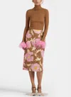 La Doublej High Kick Top With Feathers In Cammello In Camel