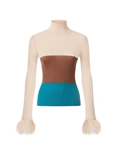 La Doublej High Knick Top With Feathers In Multi