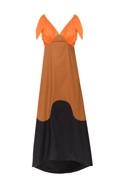 La Doublej High Tide Dress Coral In Color Block Corallo Coral